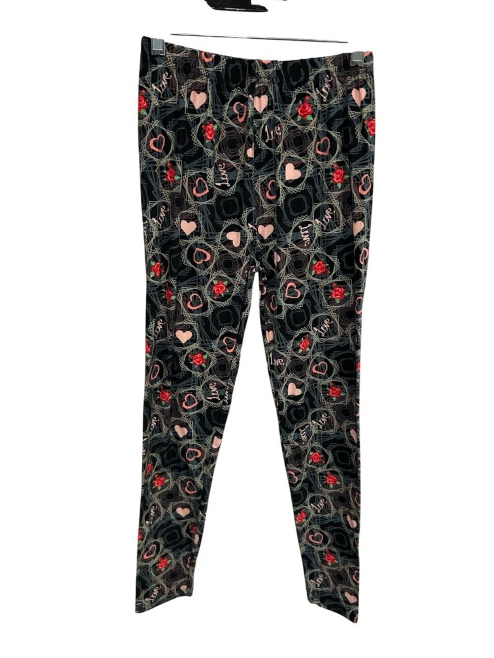 Womens Valentines Day Hearts Roses Love Stretch Leggings Coquette Romantic